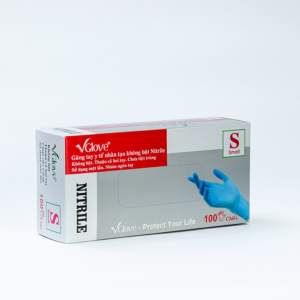 Găng tay y tế nitrile xanh không bột VGlove 50 đôi/hộp, Giá Tốt